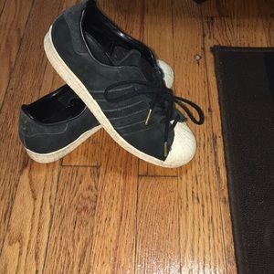 Adidas black suede sneakers